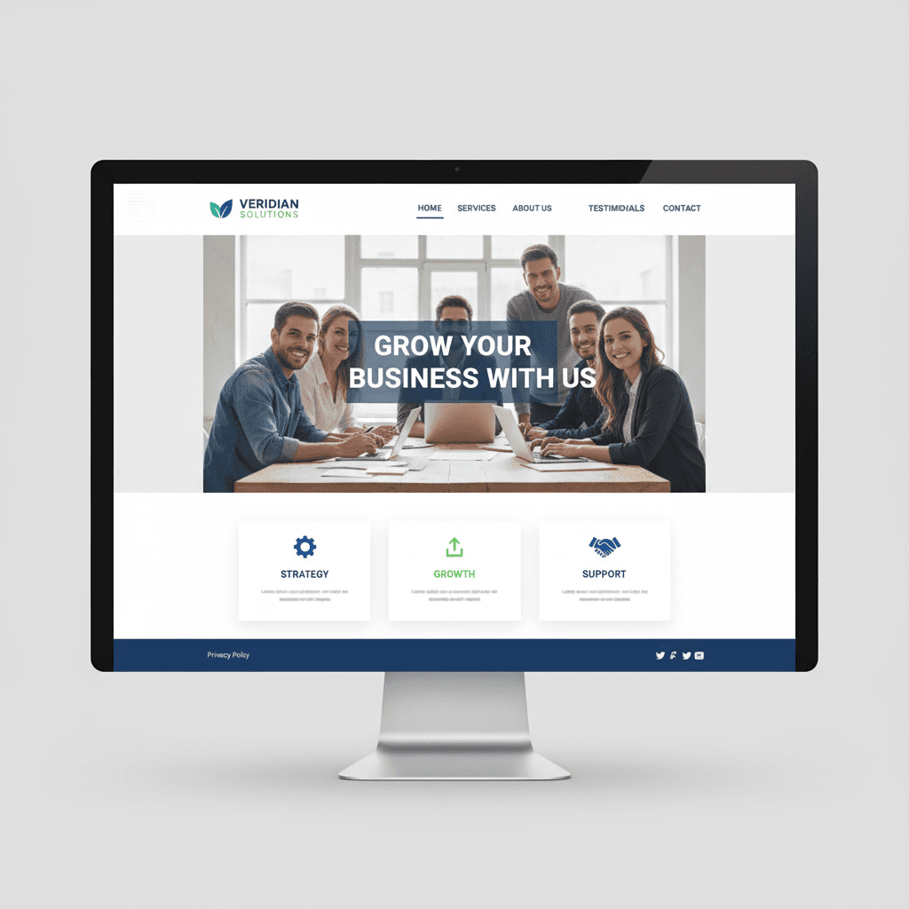 Small business website homepage with service overview