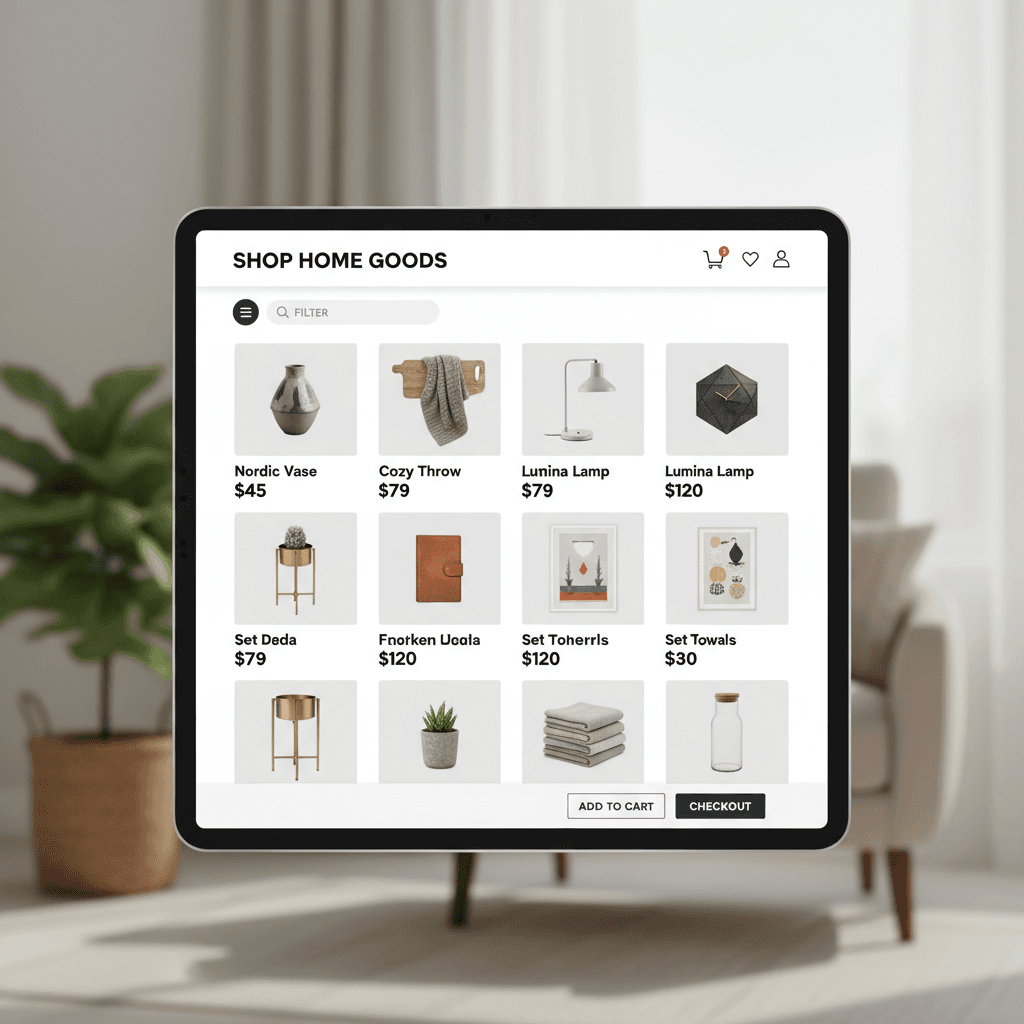 Product website with shopping functionality